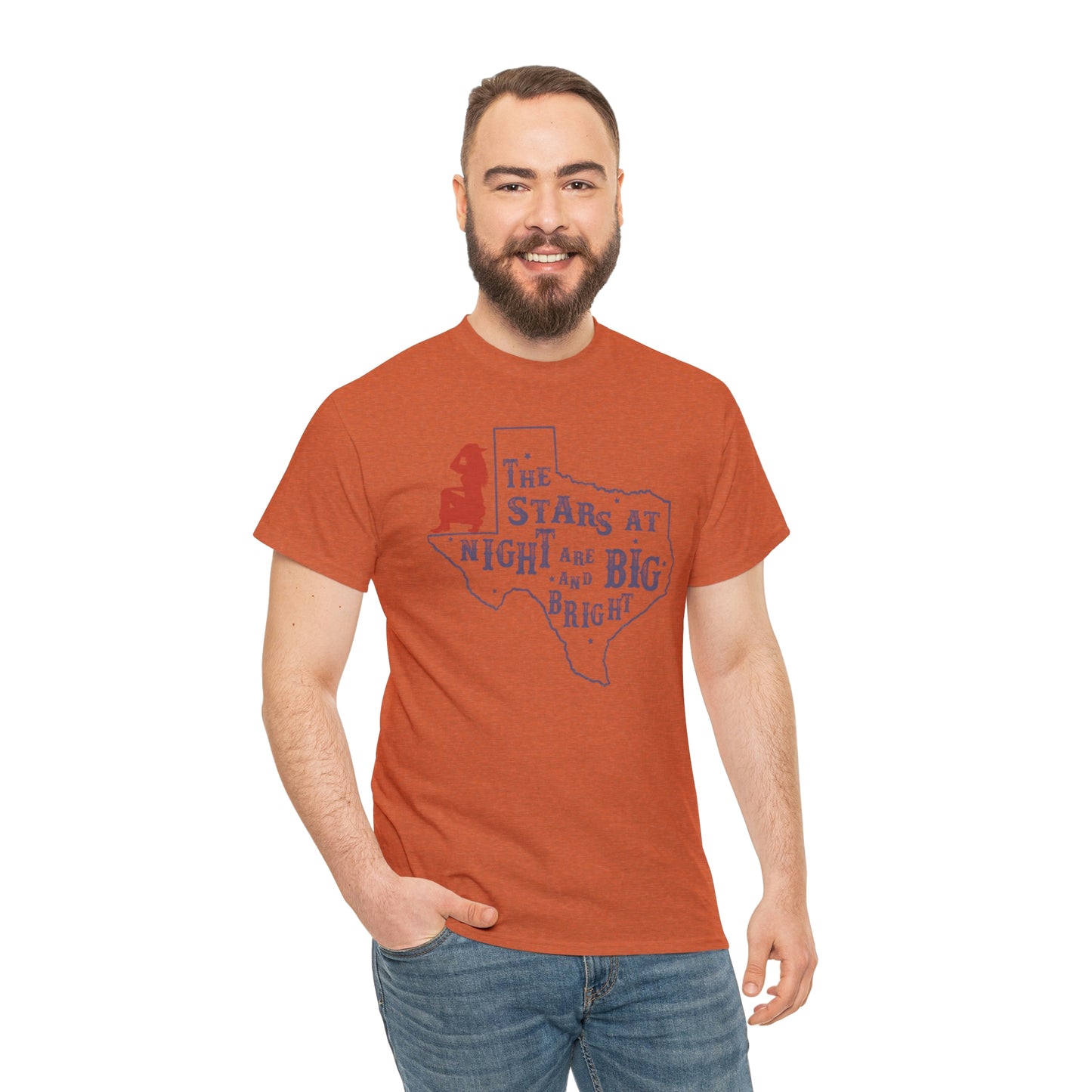 Texas tee Unisex Heavy Cotton , graphic tee , stars at night, big and bright, state pride, lone star state, gift for Texans, barbecue shirt