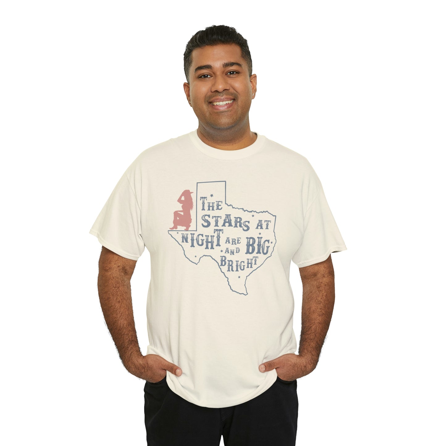 Texas tee Unisex Heavy Cotton , graphic tee , stars at night, big and bright, state pride, lone star state, gift for Texans, barbecue shirt