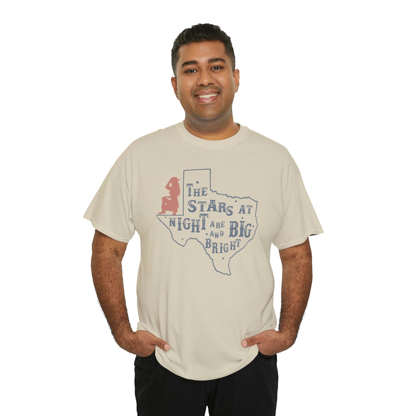 Texas tee Unisex Heavy Cotton , graphic tee , stars at night, big and bright, state pride, lone star state, gift for Texans, barbecue shirt