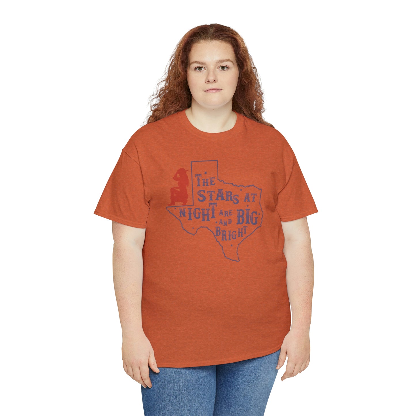 Texas tee Unisex Heavy Cotton , graphic tee , stars at night, big and bright, state pride, lone star state, gift for Texans, barbecue shirt
