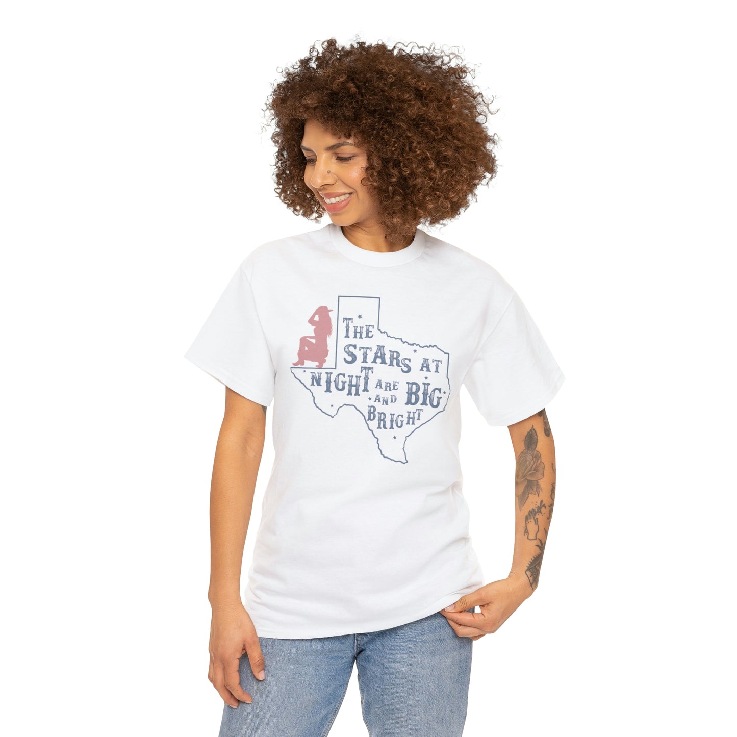Texas tee Unisex Heavy Cotton , graphic tee , stars at night, big and bright, state pride, lone star state, gift for Texans, barbecue shirt