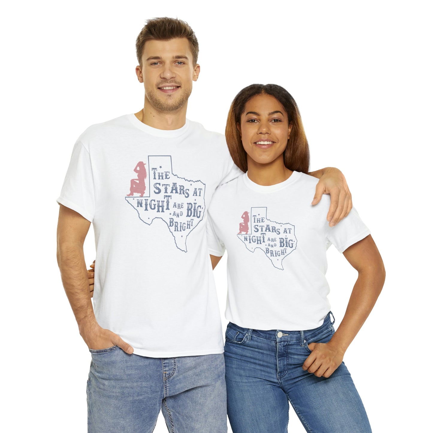 Texas tee Unisex Heavy Cotton , graphic tee , stars at night, big and bright, state pride, lone star state, gift for Texans, barbecue shirt