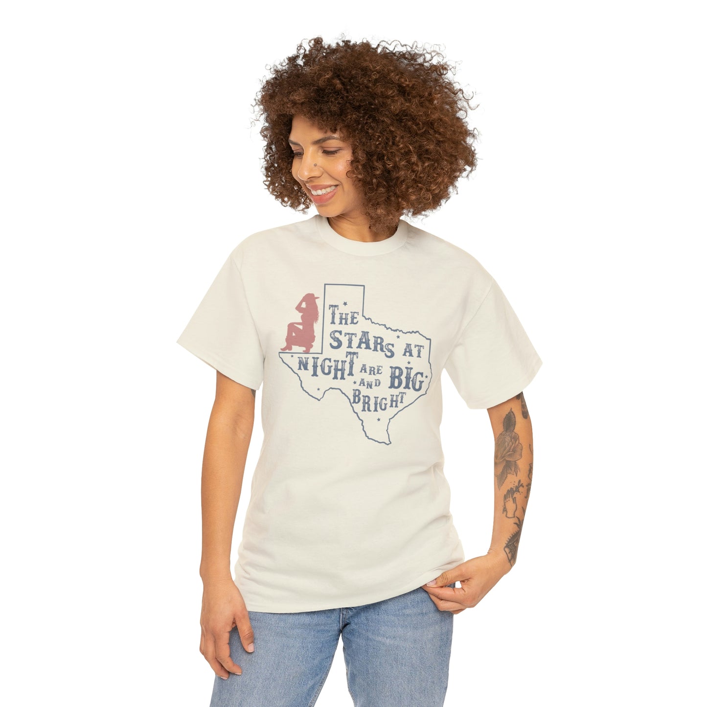Texas tee Unisex Heavy Cotton , graphic tee , stars at night, big and bright, state pride, lone star state, gift for Texans, barbecue shirt