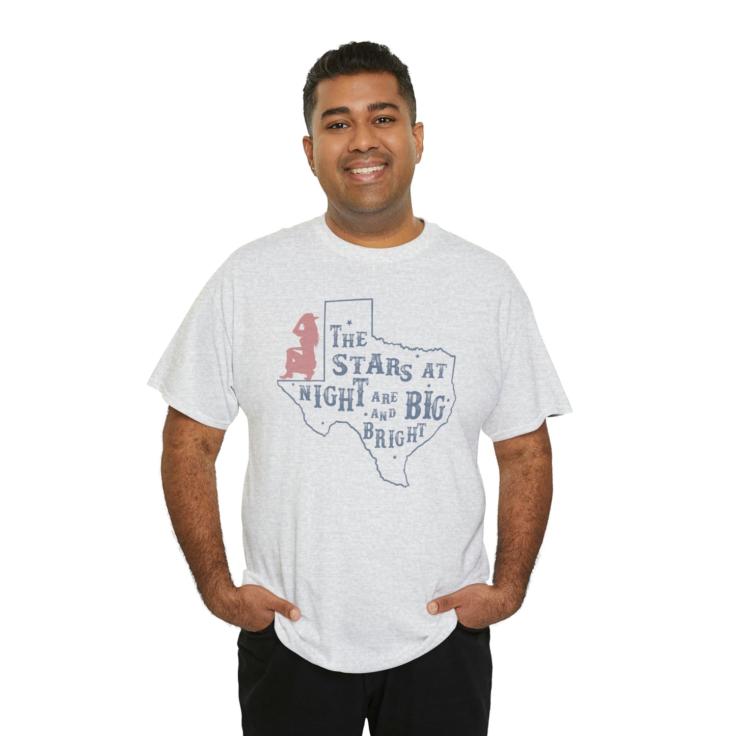 Texas tee Unisex Heavy Cotton , graphic tee , stars at night, big and bright, state pride, lone star state, gift for Texans, barbecue shirt