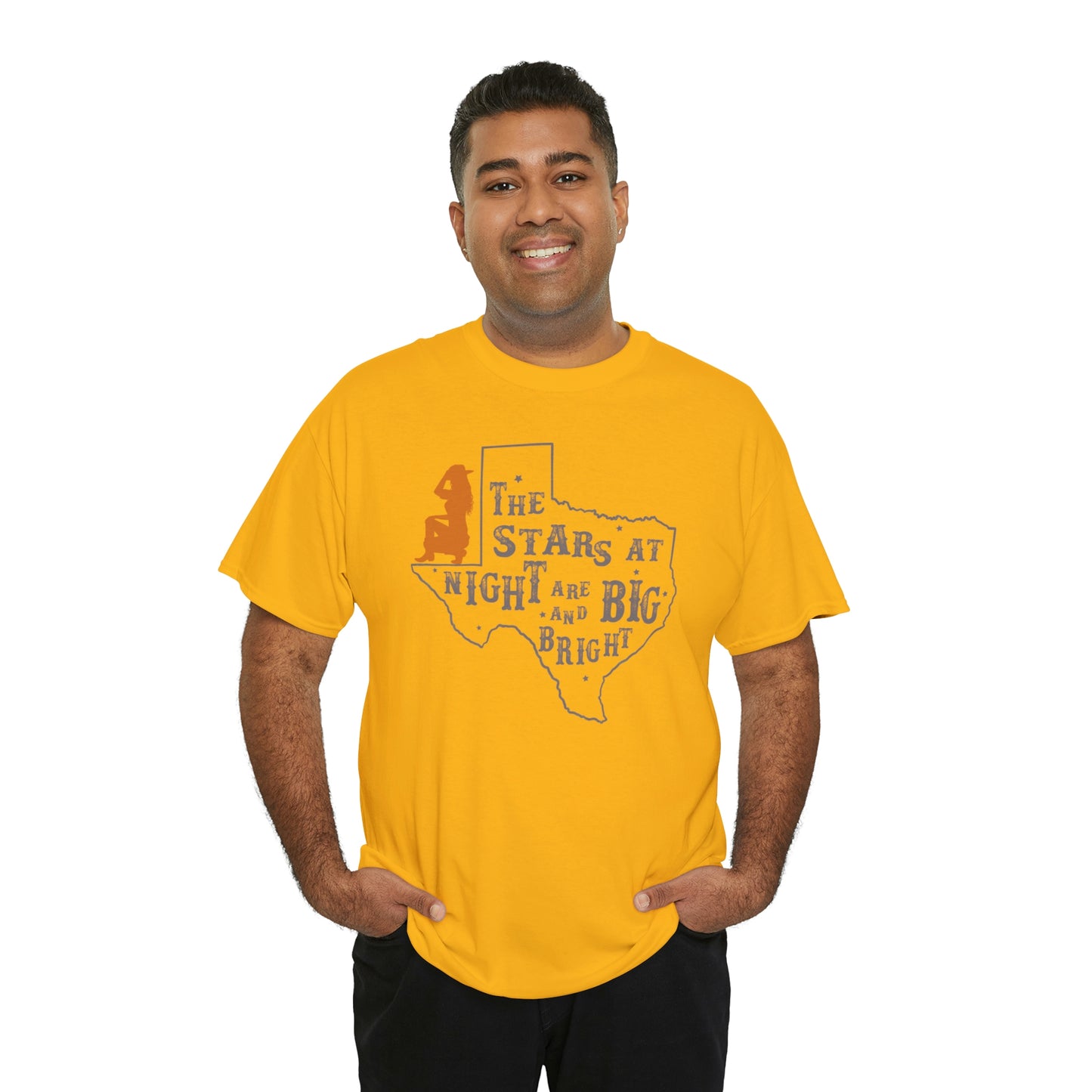Texas tee Unisex Heavy Cotton , graphic tee , stars at night, big and bright, state pride, lone star state, gift for Texans, barbecue shirt