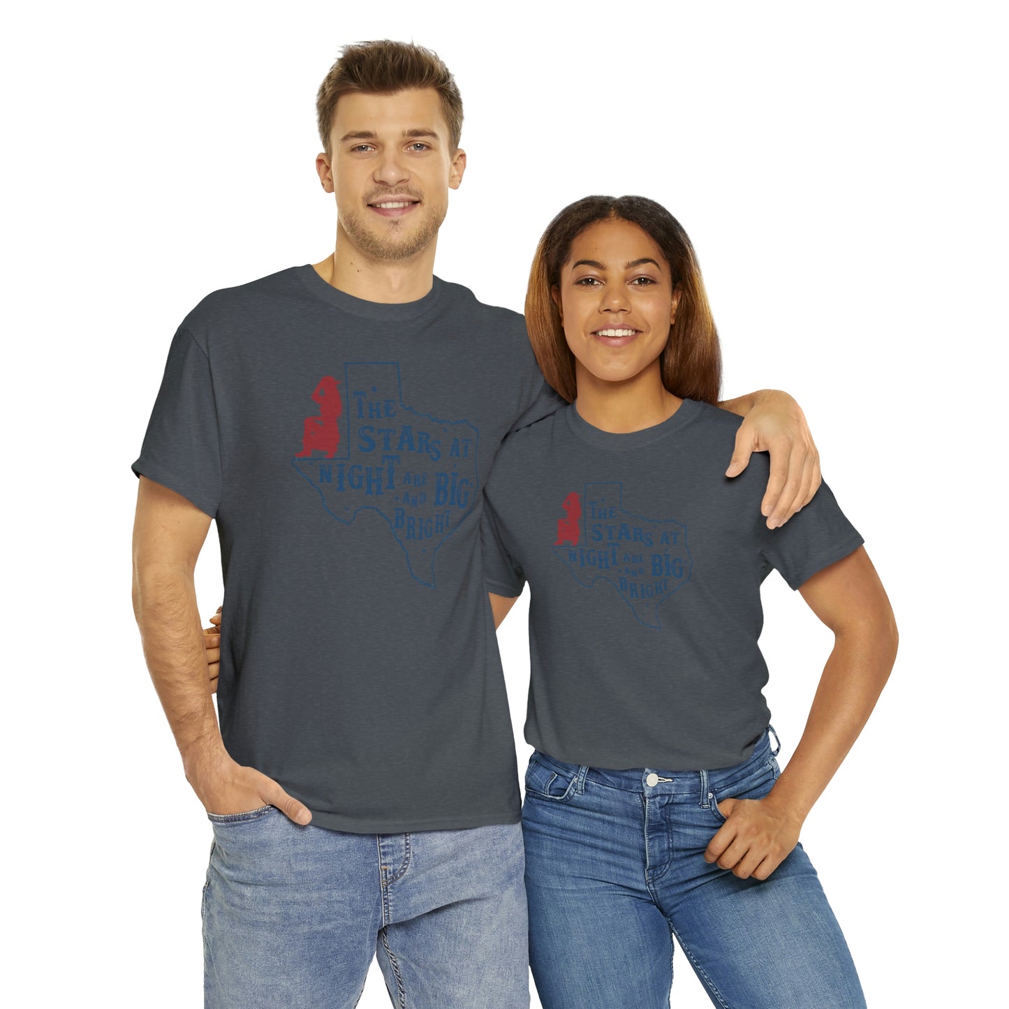 Texas tee Unisex Heavy Cotton , graphic tee , stars at night, big and bright, state pride, lone star state, gift for Texans, barbecue shirt