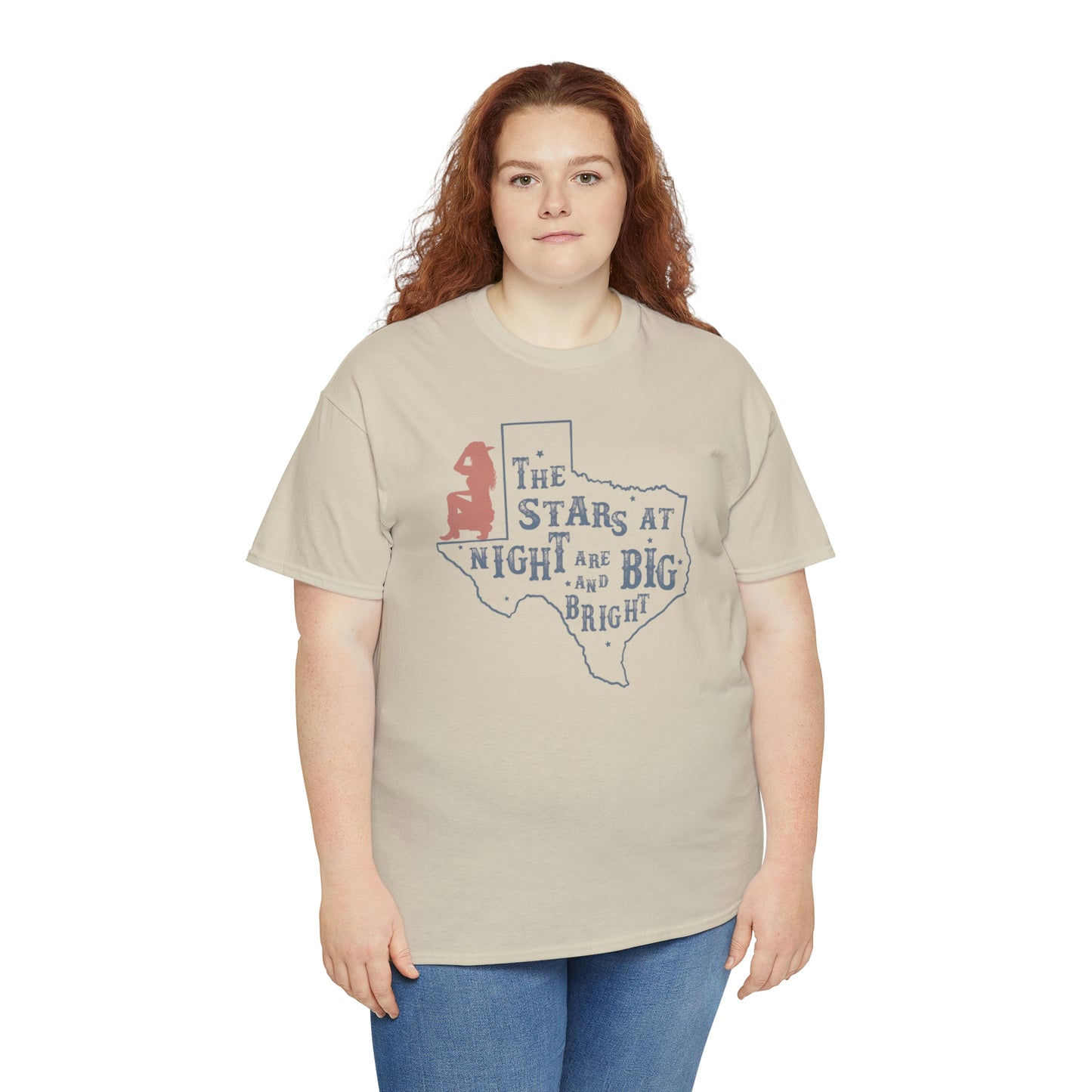 Texas tee Unisex Heavy Cotton , graphic tee , stars at night, big and bright, state pride, lone star state, gift for Texans, barbecue shirt