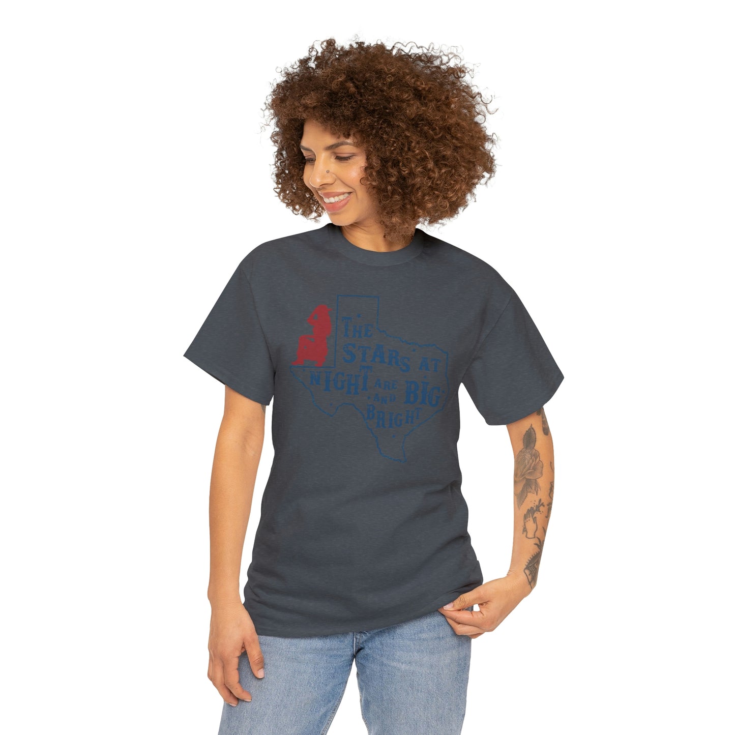 Texas tee Unisex Heavy Cotton , graphic tee , stars at night, big and bright, state pride, lone star state, gift for Texans, barbecue shirt