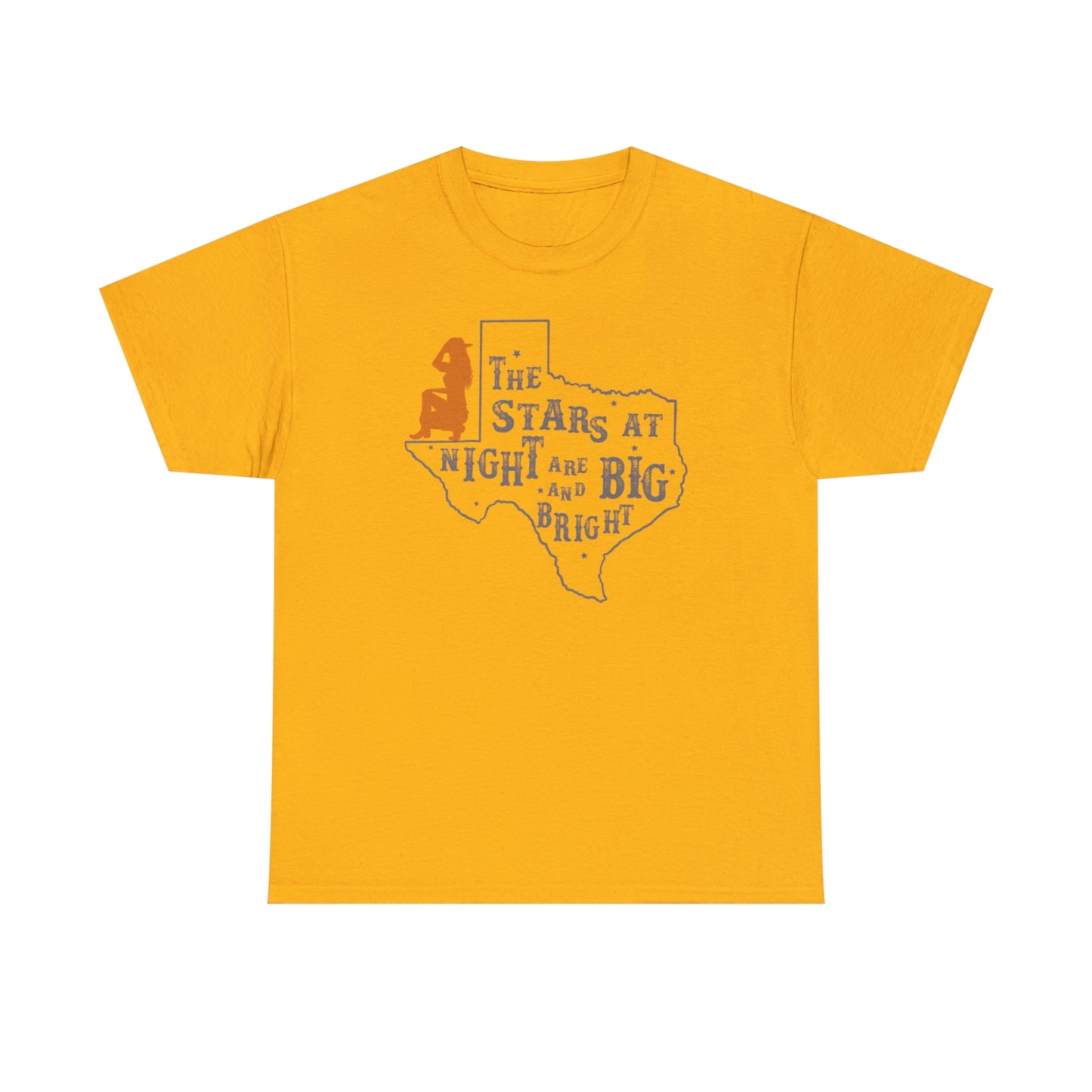 Texas tee Unisex Heavy Cotton , graphic tee , stars at night, big and bright, state pride, lone star state, gift for Texans, barbecue shirt