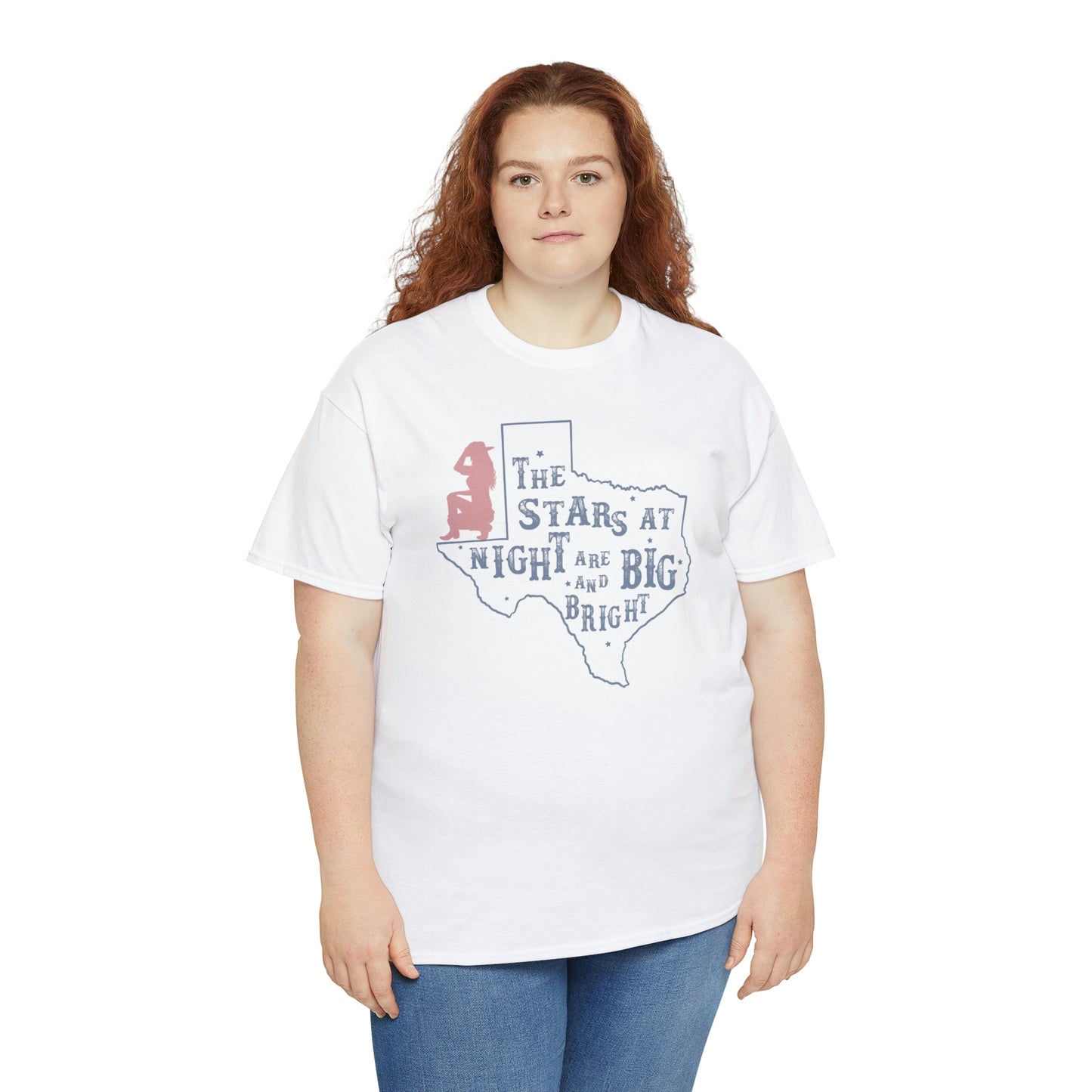 Texas tee Unisex Heavy Cotton , graphic tee , stars at night, big and bright, state pride, lone star state, gift for Texans, barbecue shirt