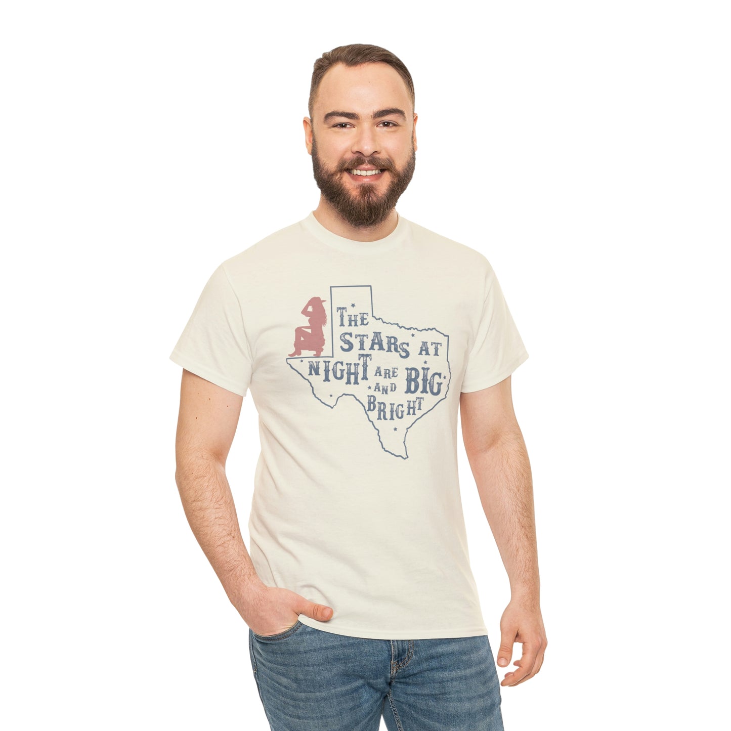 Texas tee Unisex Heavy Cotton , graphic tee , stars at night, big and bright, state pride, lone star state, gift for Texans, barbecue shirt