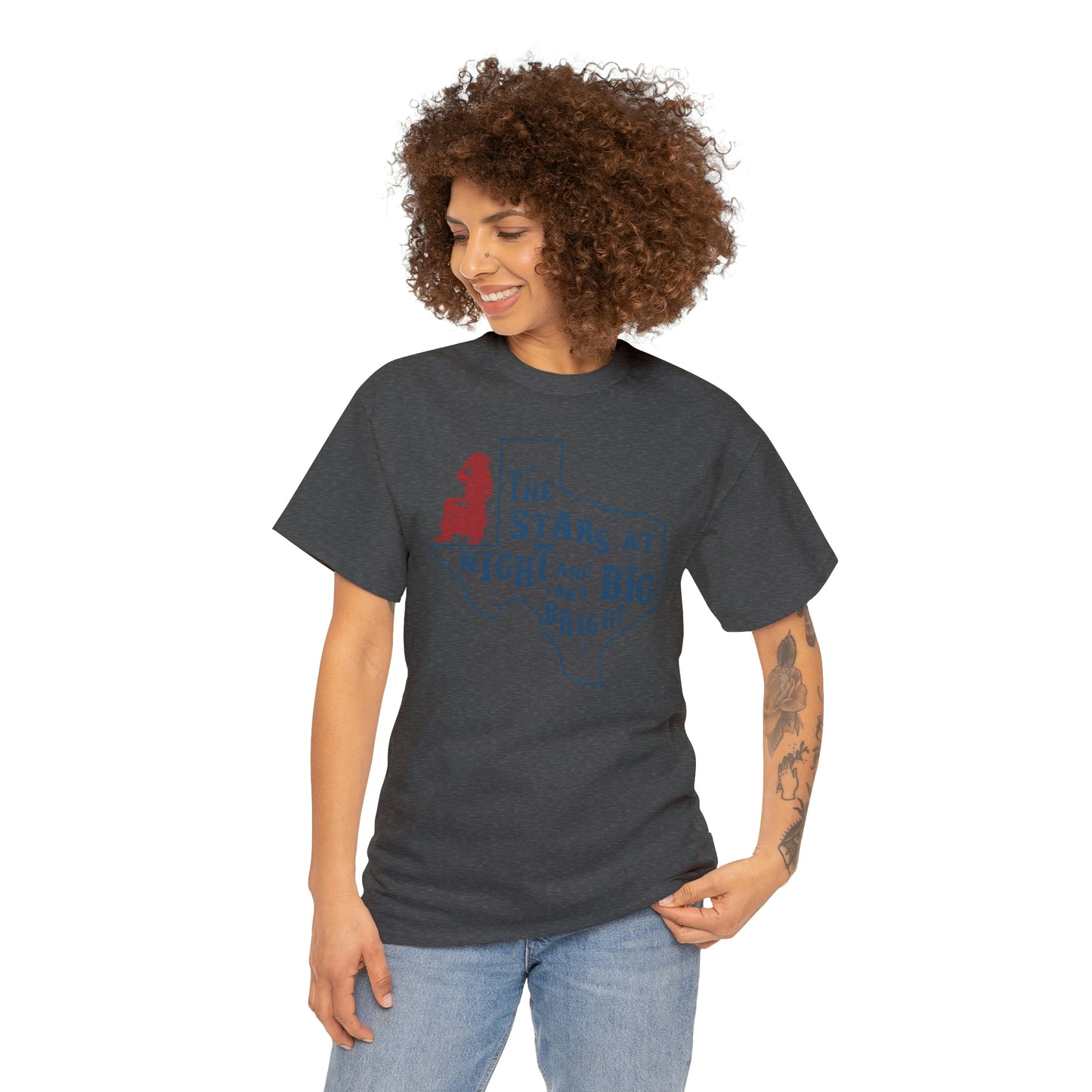 Texas tee Unisex Heavy Cotton , graphic tee , stars at night, big and bright, state pride, lone star state, gift for Texans, barbecue shirt