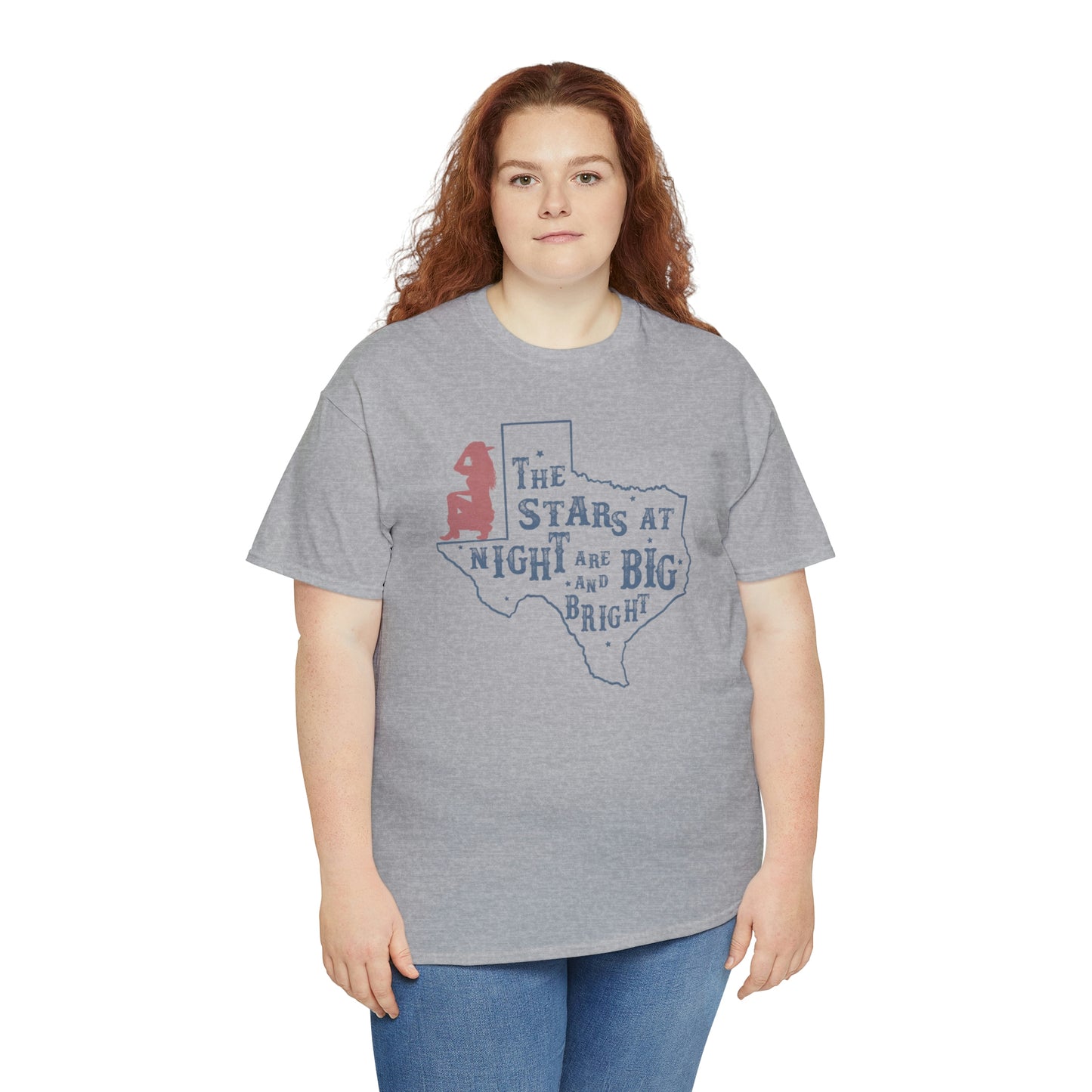 Texas tee Unisex Heavy Cotton , graphic tee , stars at night, big and bright, state pride, lone star state, gift for Texans, barbecue shirt