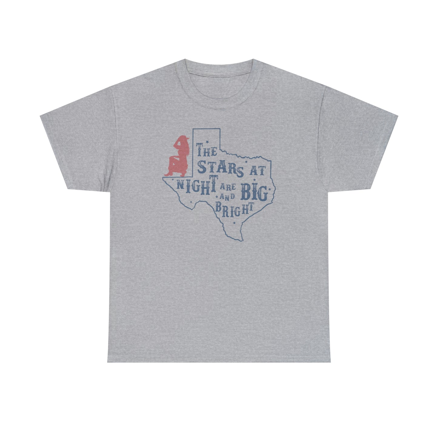 Texas tee Unisex Heavy Cotton , graphic tee , stars at night, big and bright, state pride, lone star state, gift for Texans, barbecue shirt