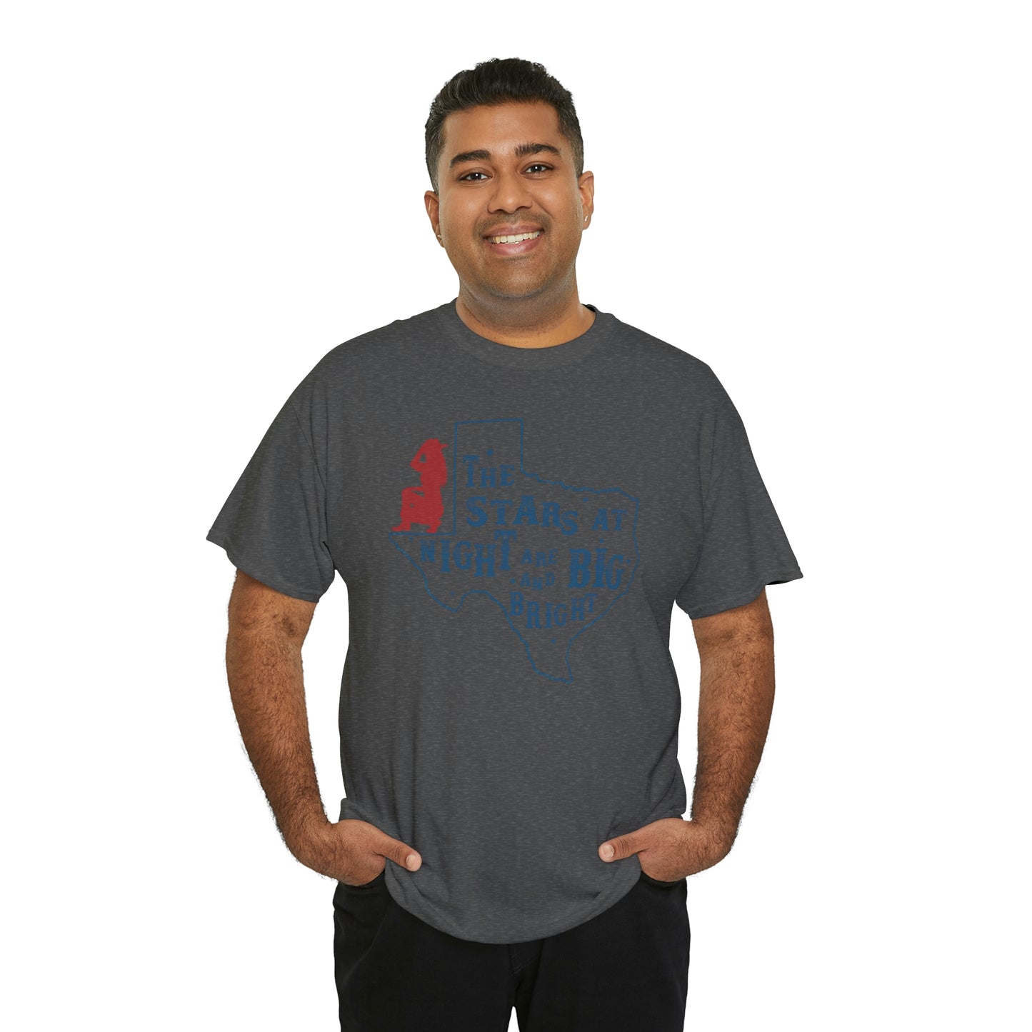 Texas tee Unisex Heavy Cotton , graphic tee , stars at night, big and bright, state pride, lone star state, gift for Texans, barbecue shirt