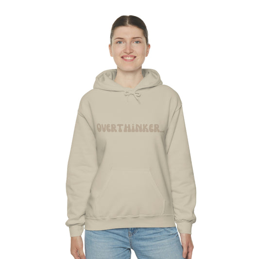 Overthinker Unisex Heavy Blend Hooded Sweatshirt Nude Beige Retro letter
