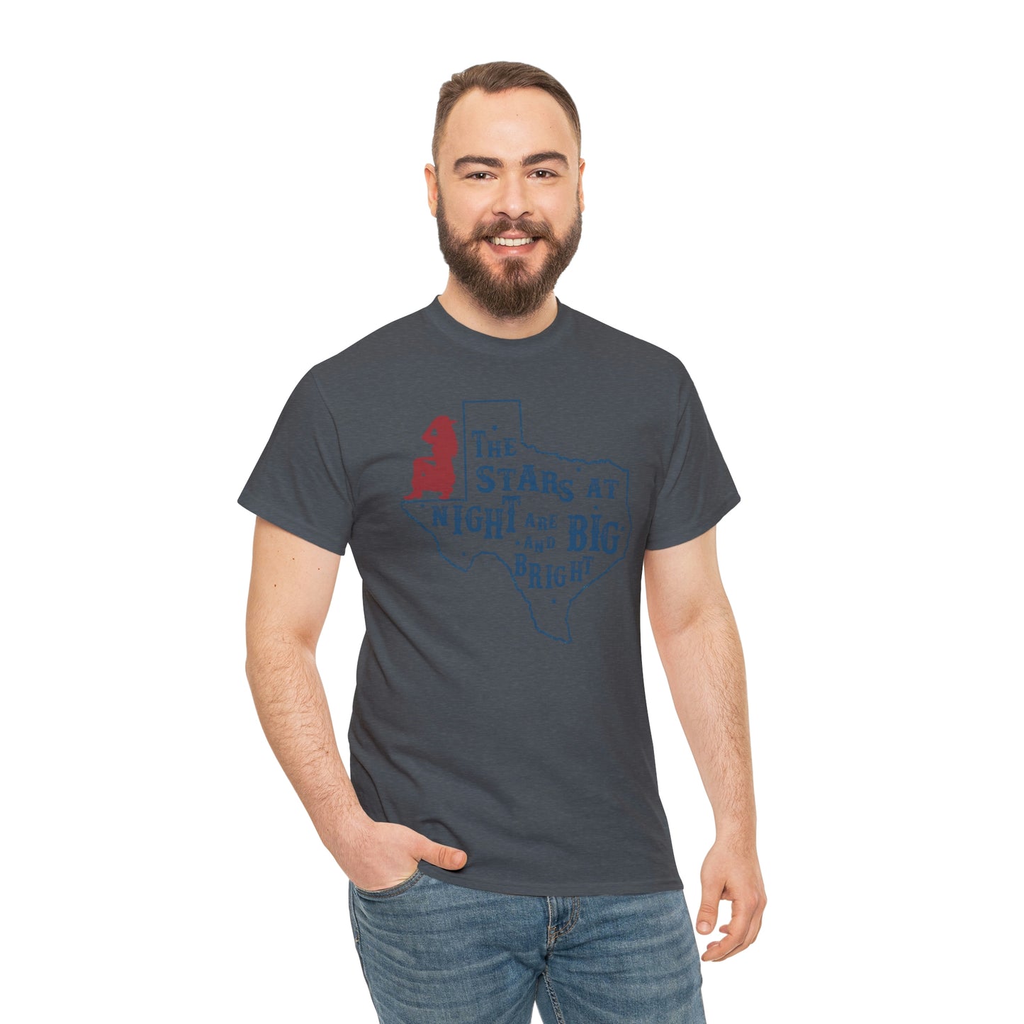 Texas tee Unisex Heavy Cotton , graphic tee , stars at night, big and bright, state pride, lone star state, gift for Texans, barbecue shirt