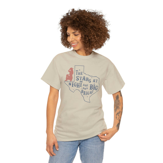 Texas tee Unisex Heavy Cotton , graphic tee , stars at night, big and bright, state pride, lone star state, gift for Texans, barbecue shirt