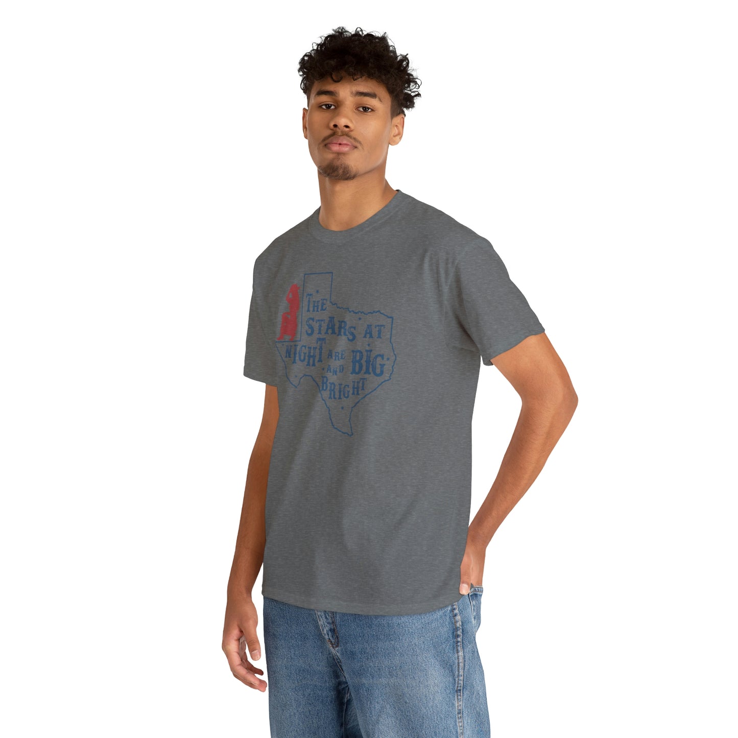Texas tee Unisex Heavy Cotton , graphic tee , stars at night, big and bright, state pride, lone star state, gift for Texans, barbecue shirt