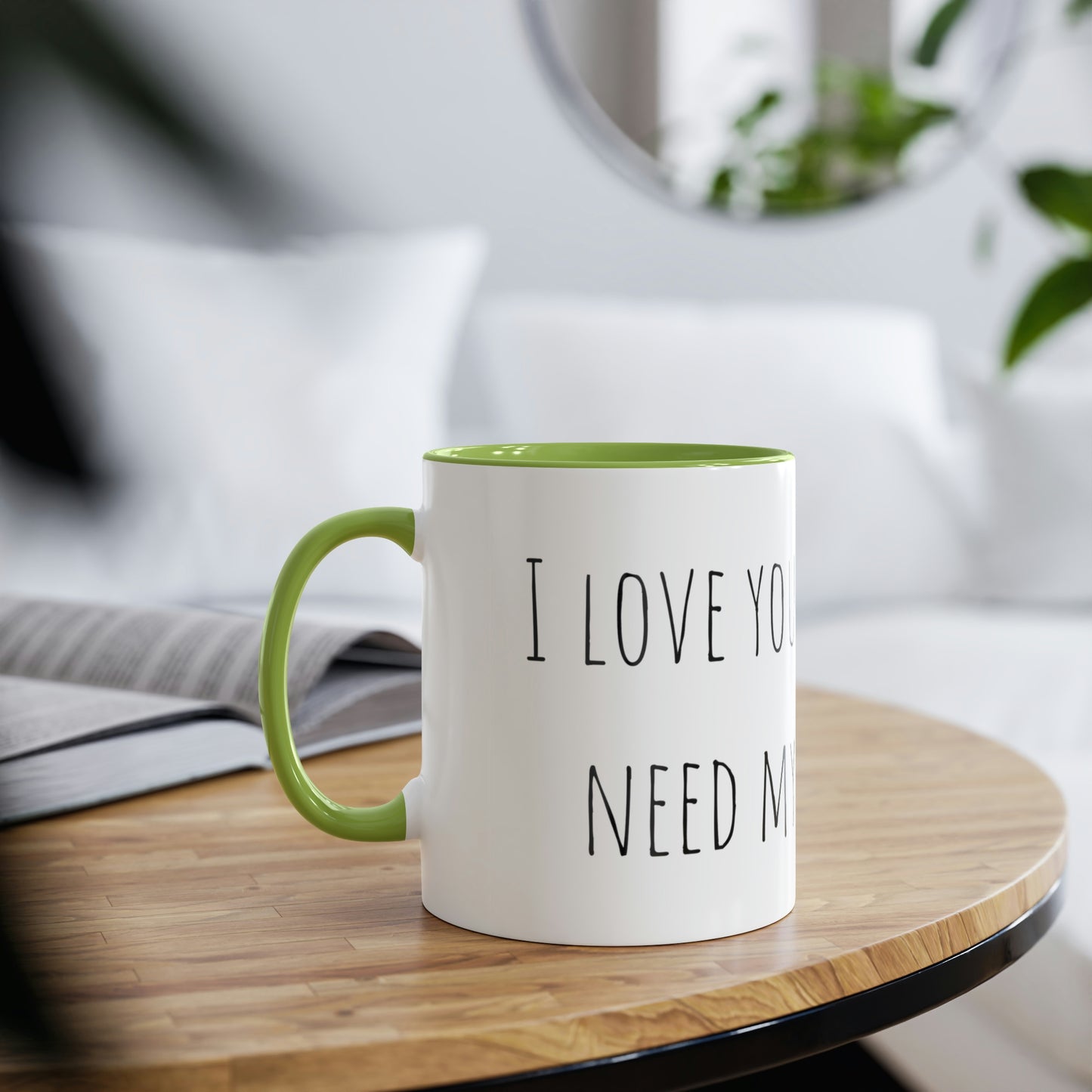 Two-Tone Coffee Mugs, 11oz I love you a latte but I need my coffee first Mothers Day Gift