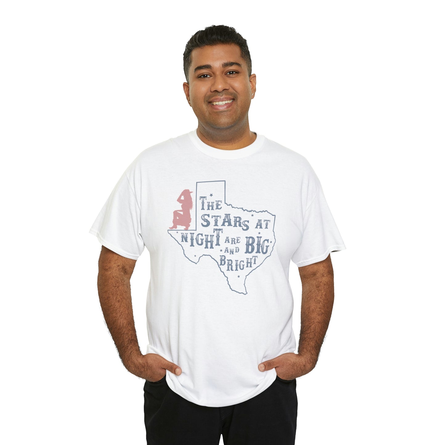 Texas tee Unisex Heavy Cotton , graphic tee , stars at night, big and bright, state pride, lone star state, gift for Texans, barbecue shirt