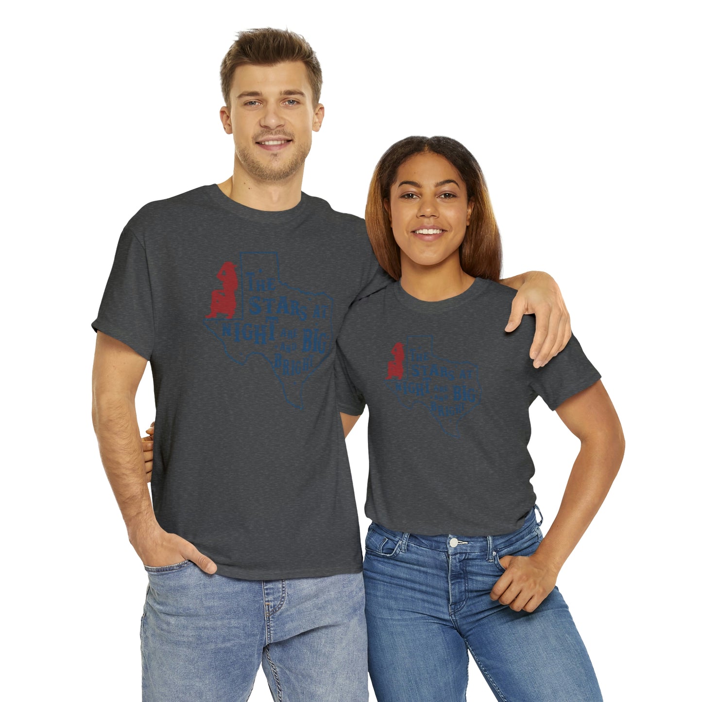 Texas tee Unisex Heavy Cotton , graphic tee , stars at night, big and bright, state pride, lone star state, gift for Texans, barbecue shirt